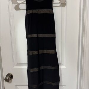 Chic Black and Gray Striped Dress